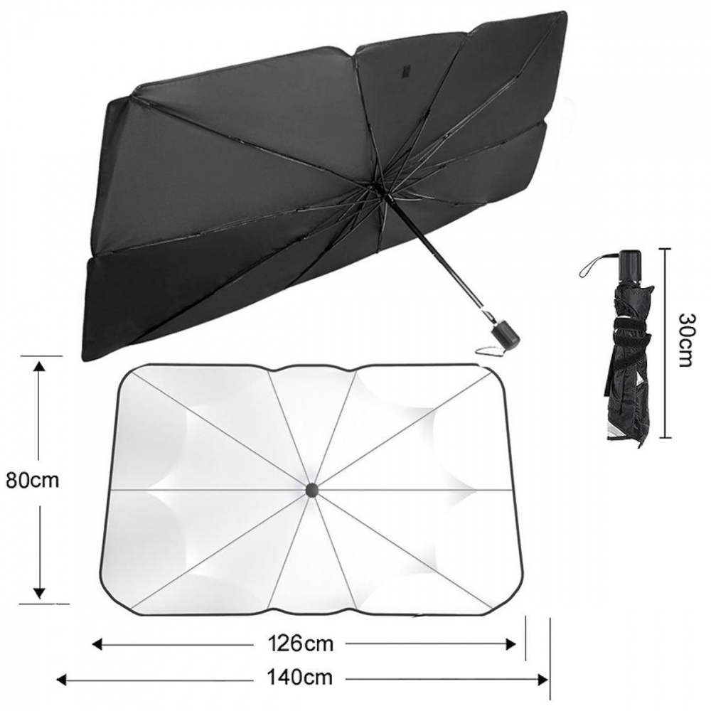 Сонцезахисна парасолька для автомобіля SunShield 126*140*80cm — Придбати в Україні - фото 3
