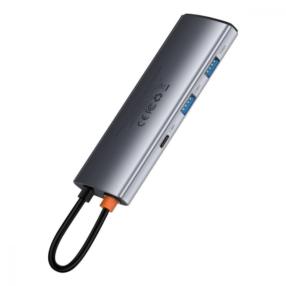 USB-Хаб Baseus Metal Gleam Series 7-in-1 (2xUSB3.0 + 4KHD  + Type-C + Type-C PD+ TF + SD) — Придбати в Україні - фото 6