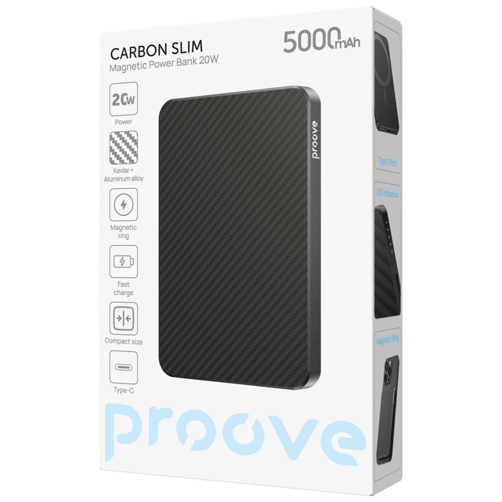 Портативна Батарея Proove Carbon Slim 20W 5000mAh black (PBCS20010001) Чорний на малюнкі №2
