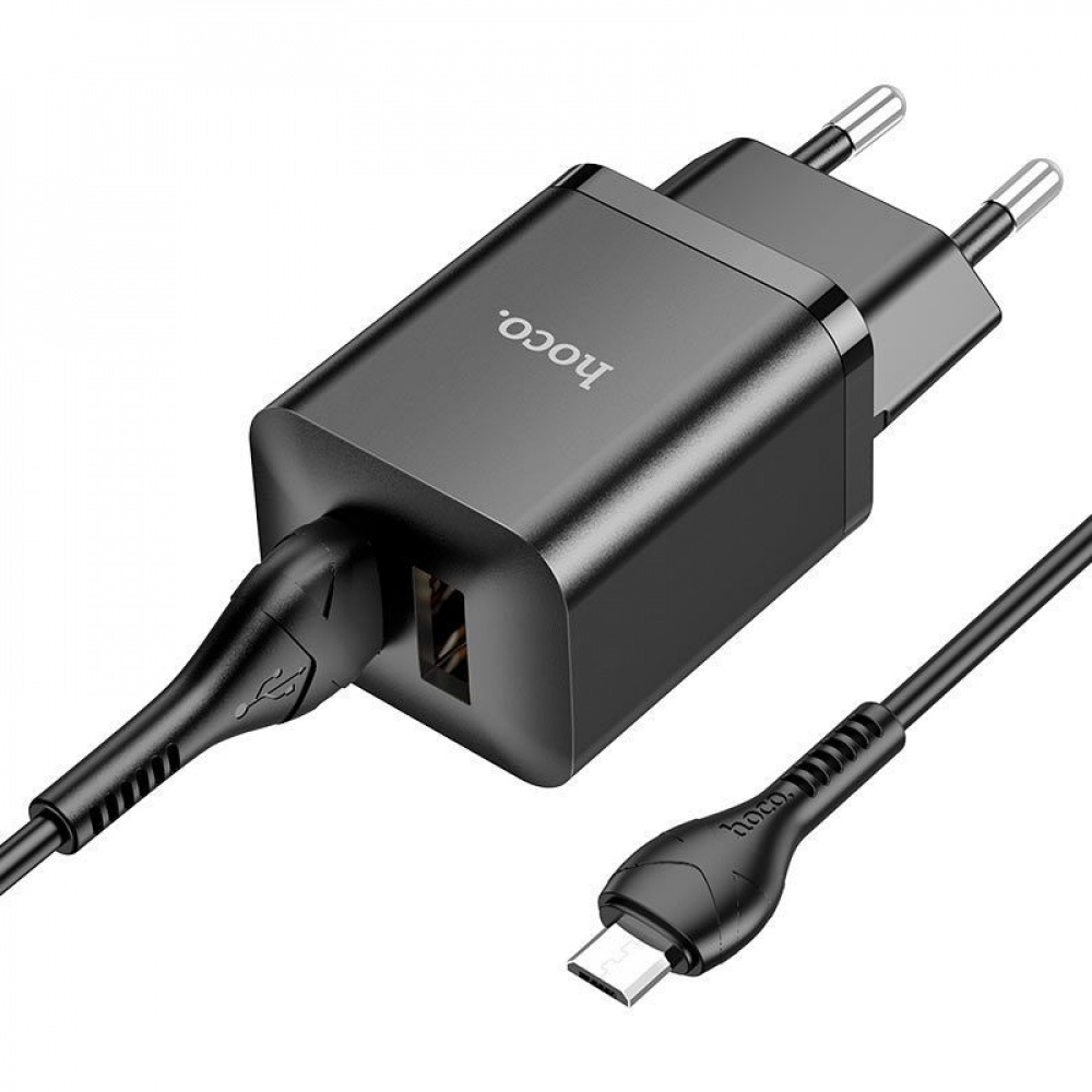 Wall Charger Hoco N25 Maker (2 USB) + Cable MicroUSB - фото 1