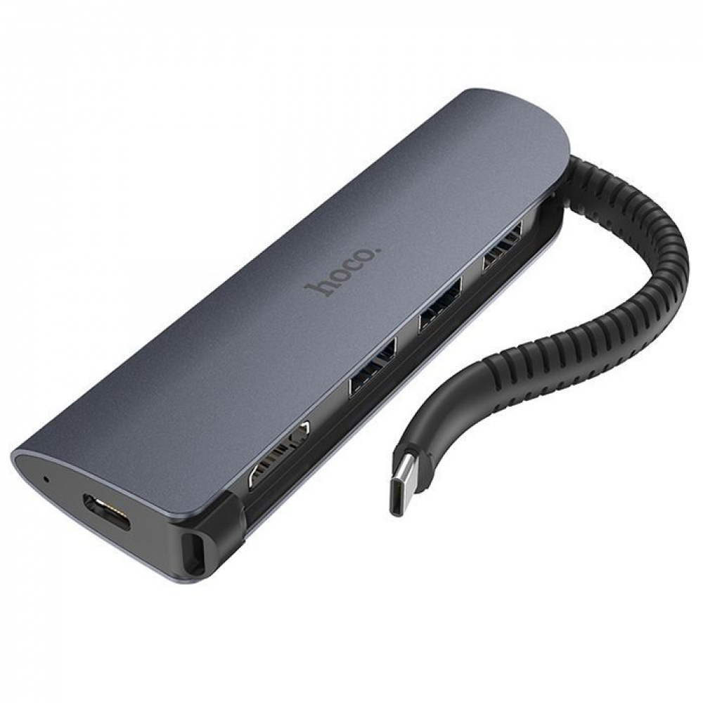 USB-Хаб Hoco HB13 EasyLink (Type-C to USB3.0*3+HDMI+PD) - фото 6