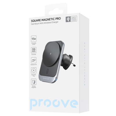 Купить Автодержатель с Беспроводной Зарядкой Proove Square Magnetic Pro 15W 54692 - Ncase