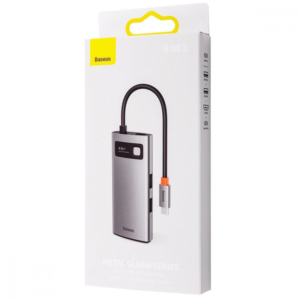 USB-Хаб Baseus Metal Gleam Series 4-in-1 (2xUSB3.0 + 4KHD + Type-C) - фото 1