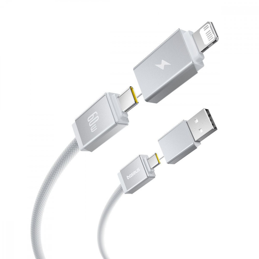 Кабель Baseus Versatile Two-for-Two Fast Charging Cable USB+Type-C to Type-C+Lightning 60W 2m black на малюнкі №11