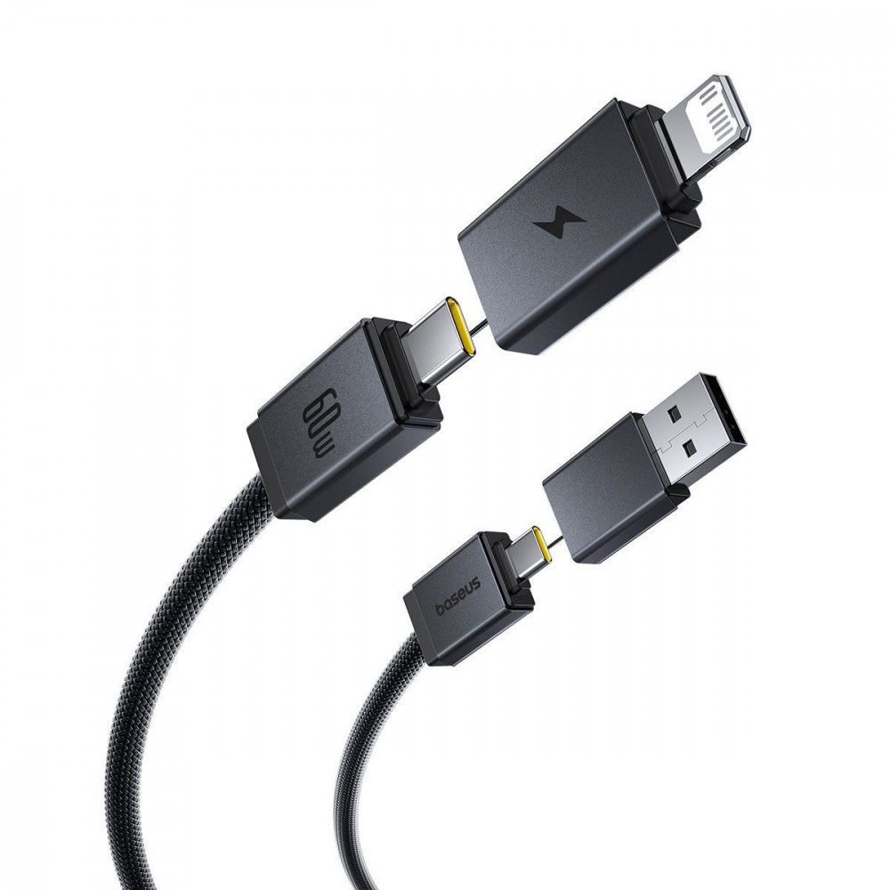 Кабель Baseus Versatile Two-for-Two Fast Charging Cable USB+Type-C to Type-C+Lightning 60W 2m — Придбати в Україні - фото 4
