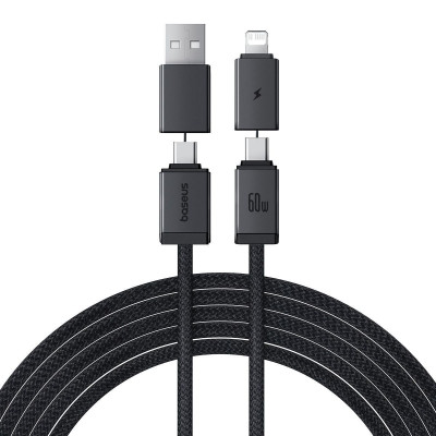 Кабель Baseus Versatile Two-for-Two Fast Charging Cable USB+Type-C to Type-C+Lightning 60W 2m — Придбати в Україні