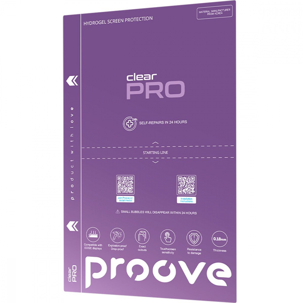 Захисна гідрогелева плівка Proove Hydrogel Screen Protection PRO Clear — Придбати в Україні - фото 1