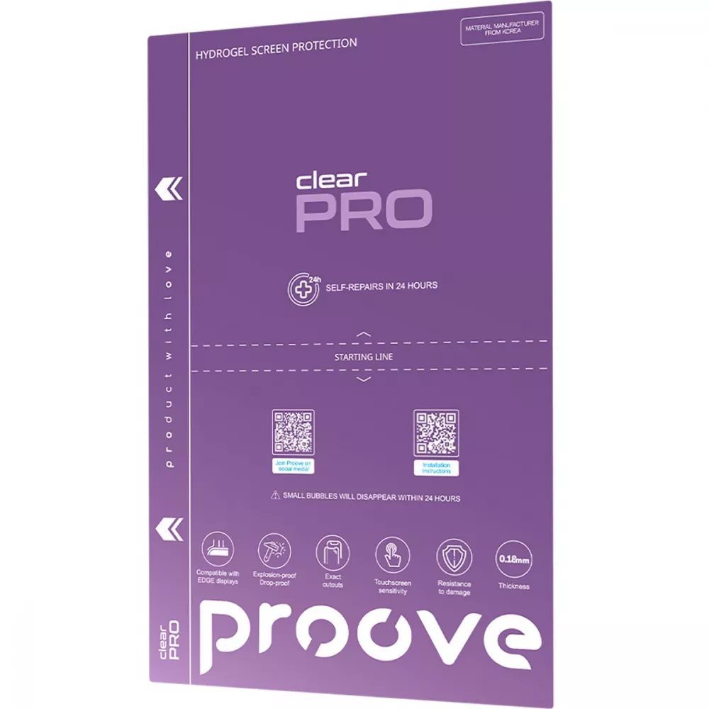 Защитная гидрогелевая пленка Proove Hydrogel Screen Protection PRO Clear - фото 1