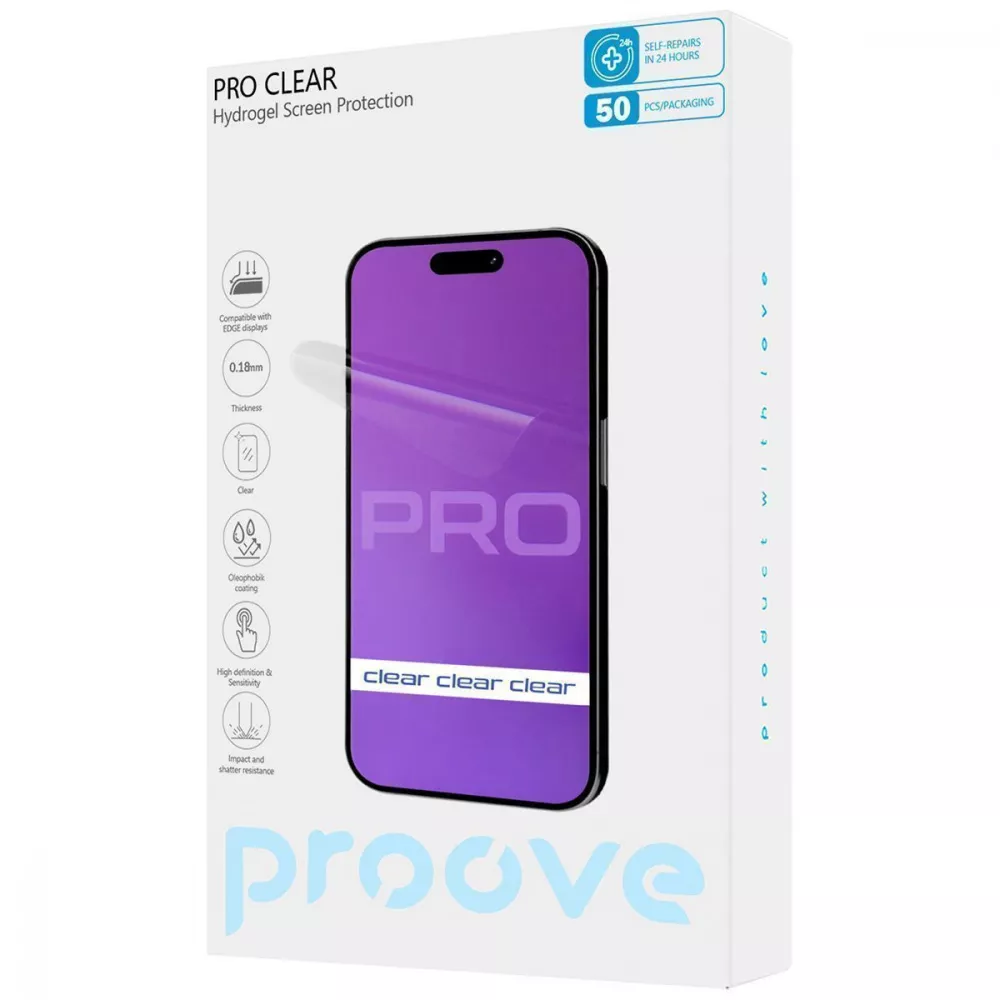 Защитная гидрогелевая пленка Proove Hydrogel Screen Protection PRO Clear