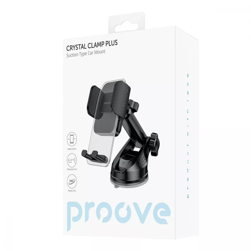 Автодержатель Proove Crystal Clamp Plus Suction Type Car Mount - фото 1
