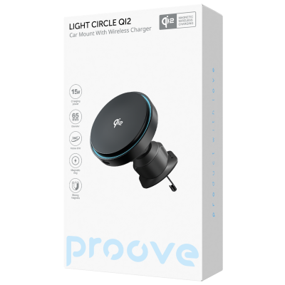 Купить Автодержатель с Беспроводной Зарядкой Proove Light Circle Qi2 15W 60078 - Ncase