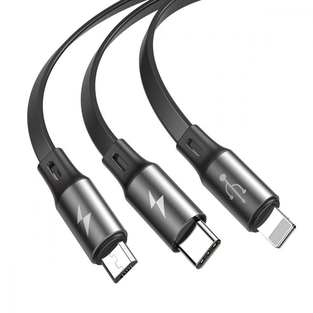 Кабель Baseus Fabric 3-in-1 Flexible (Micro USB+Lightning+Type-C) 3.5A (1.2m) - фото 2