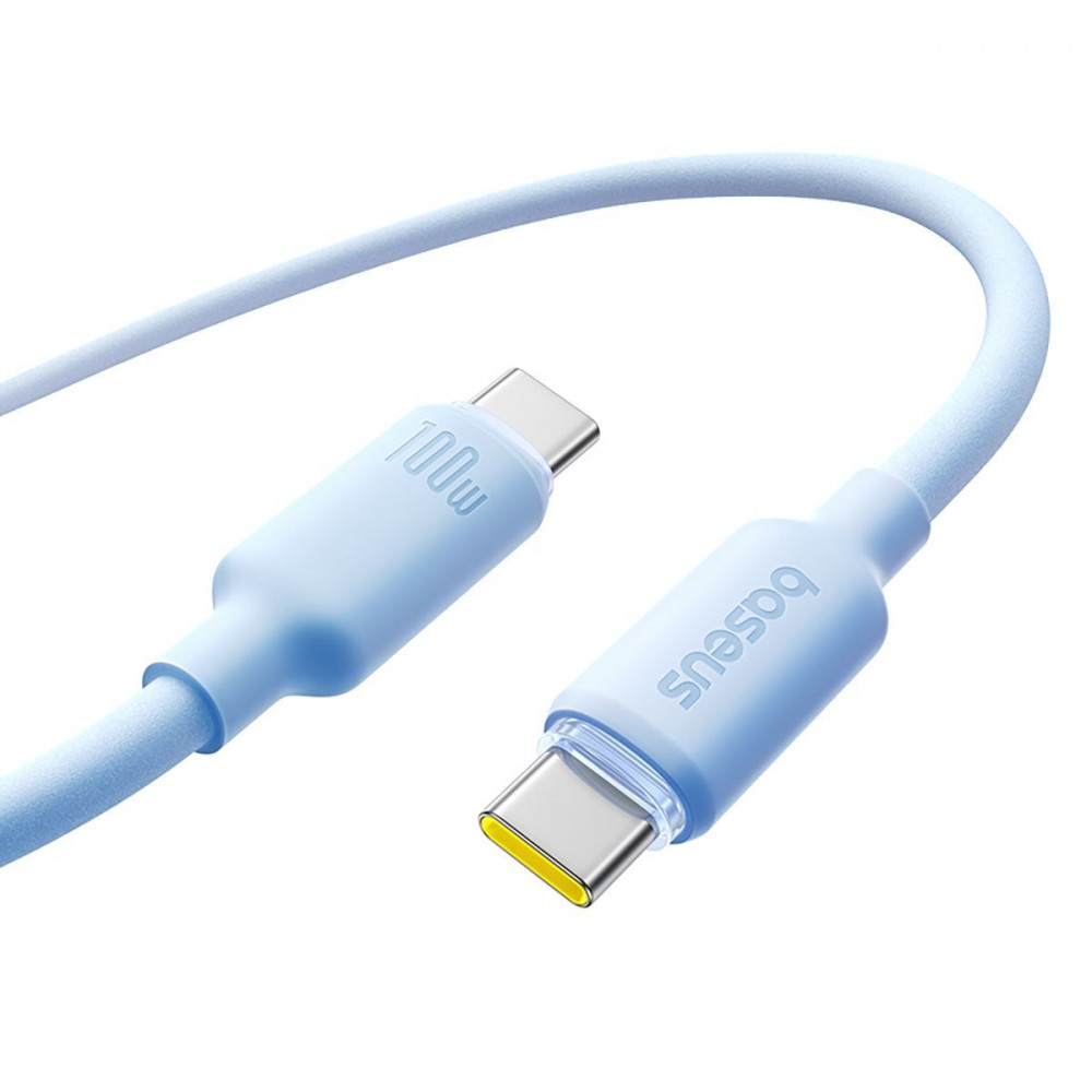 Кабель Baseus Foamed Silicone Fast Charging Type-C to Type-C 100W (1m) blue (E0426702) Синий на картинке №3