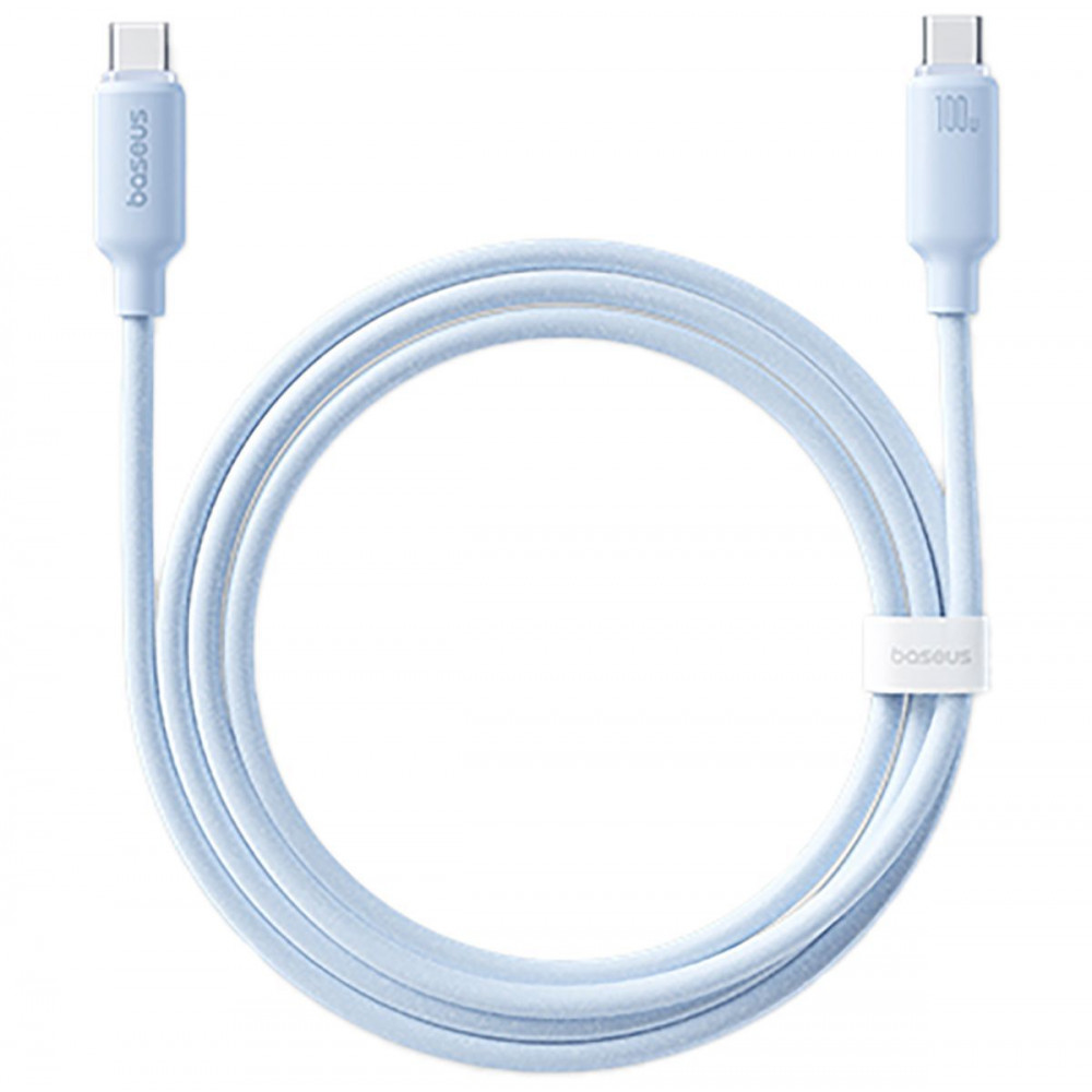 Кабель Baseus Foamed Silicone Fast Charging Type-C to Type-C 100W (1m) blue (E0426702) Синий на картинке №1