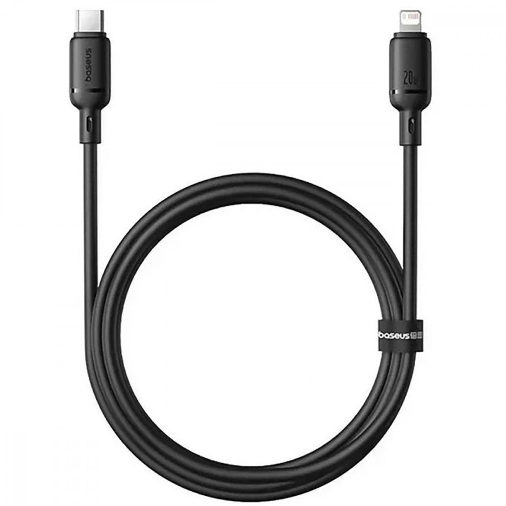 Кабель Baseus Foamed Silicone Fast Charging Type-C to Lightning 20W (2m) black (E0426A04) Черный на картинке №1
