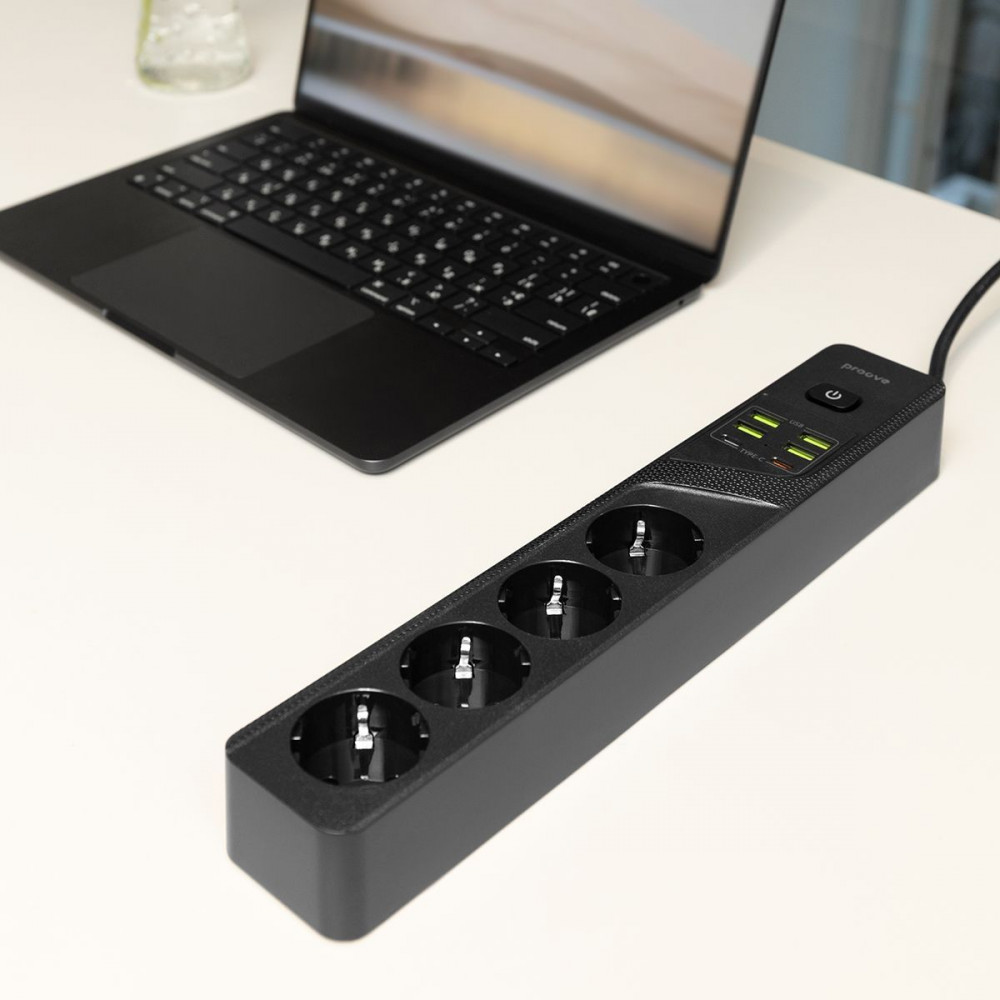 Мережевий фільтр Proove Power Strip P-04 (4 розетки + 4 USB + 2 Type-C) 3M black на малюнкі №7