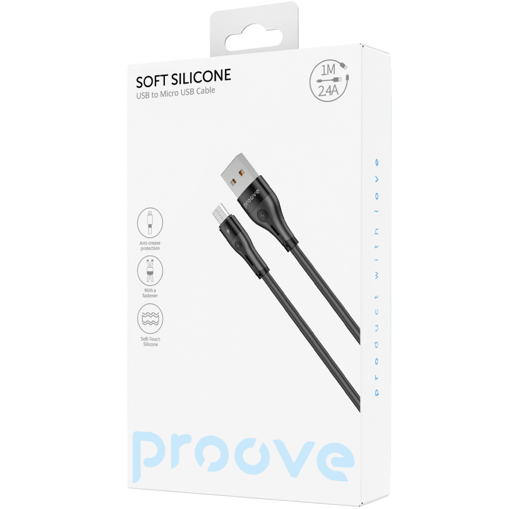 Кабель Proove Soft Silicone USB to Micro USB 2.4A (1m) - фото 1