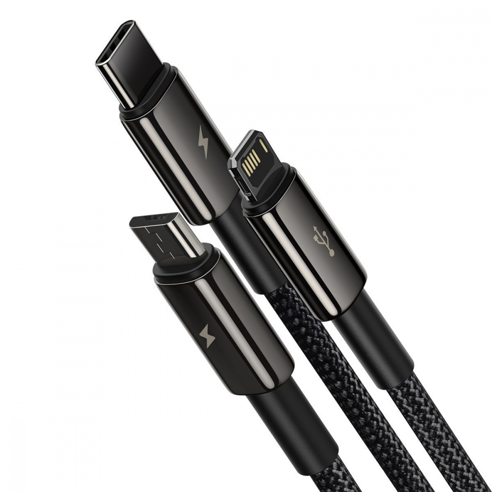 Кабель Baseus Tungsten Gold One-for-three Fast Charging Data 3-in-1 (Micro USB+Lightning+Type-C) 3.5 — Придбати в Україні - фото 8