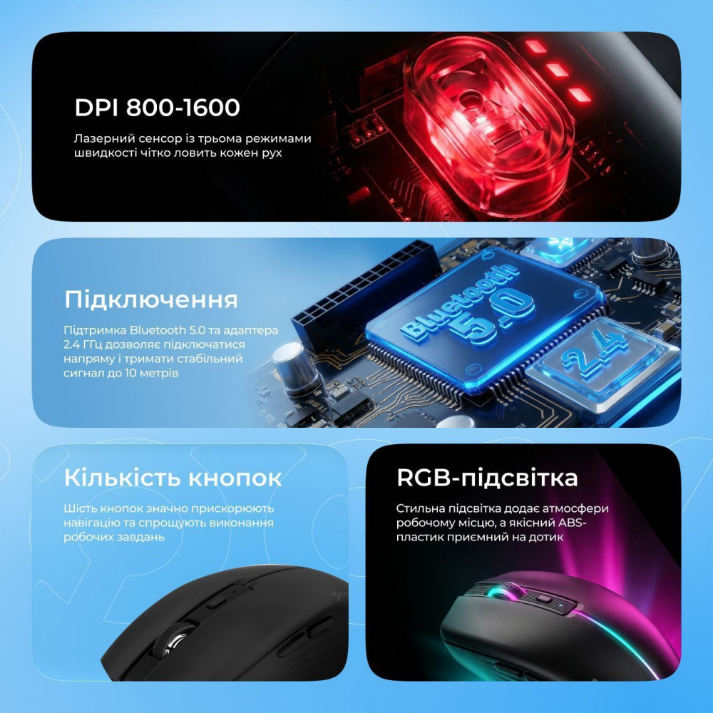 Беспроводная мышь Proove Comet black (WMCM00022001) Черный на картинке №4