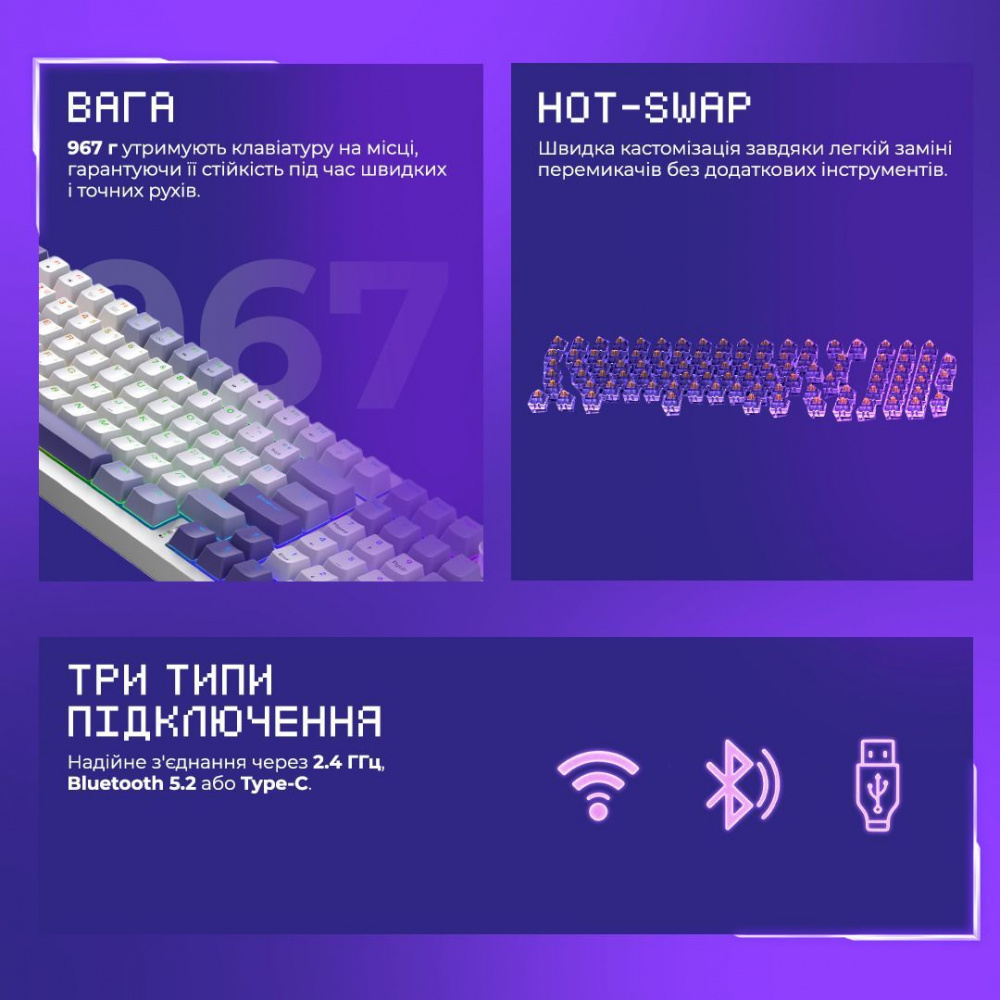 Бездротова клавіатура Proove Gaming Slicker (Ukraine Layout) — Придбати в Україні - фото 15