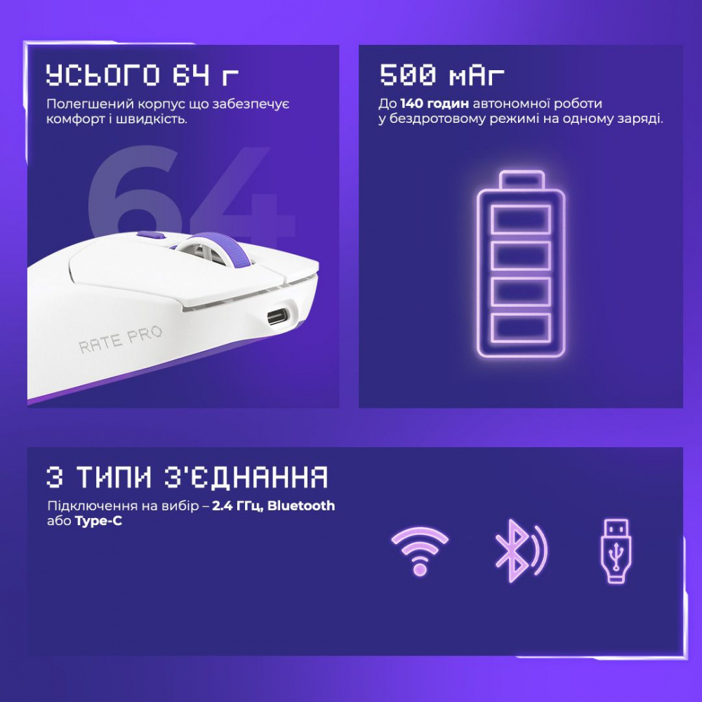 Бездротова ігрова миша Proove Gaming Rate Pro with Charging Dock — Придбати в Україні - фото 13