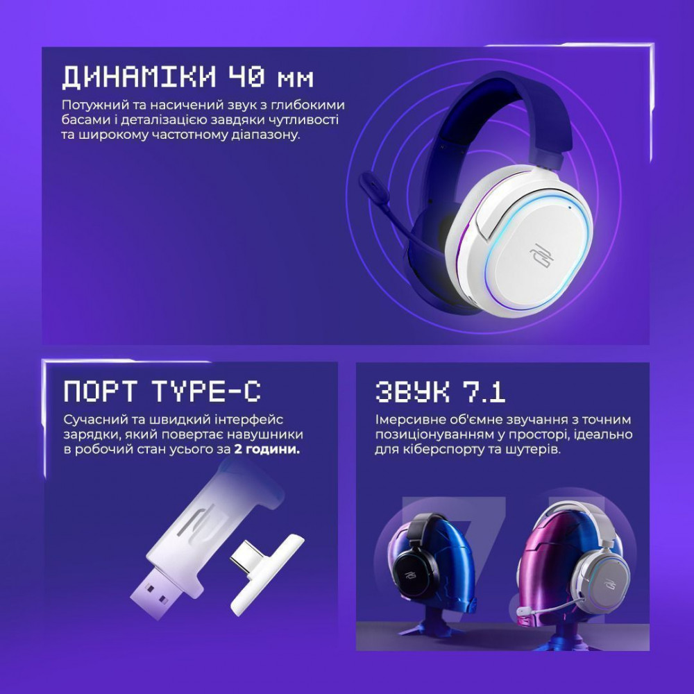 Бездротова ігрова гарнітура Proove Gaming Rapture (APP) black (GHRPPP010001) Чорний на малюнкі №4