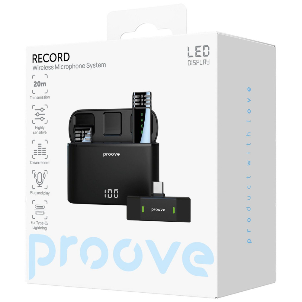 Беспроводной петличный микрофон Proove Record Type-C + Lightning - фото 1