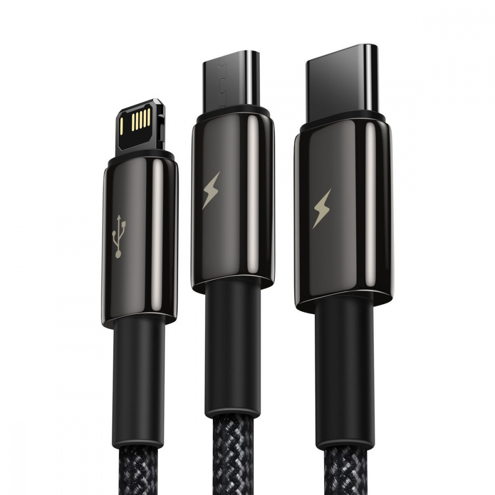 Кабель Baseus Tungsten Gold One-for-three Fast Charging Data 3-in-1 (Micro USB+Lightning+Type-C) 3.5 — Придбати в Україні - фото 6