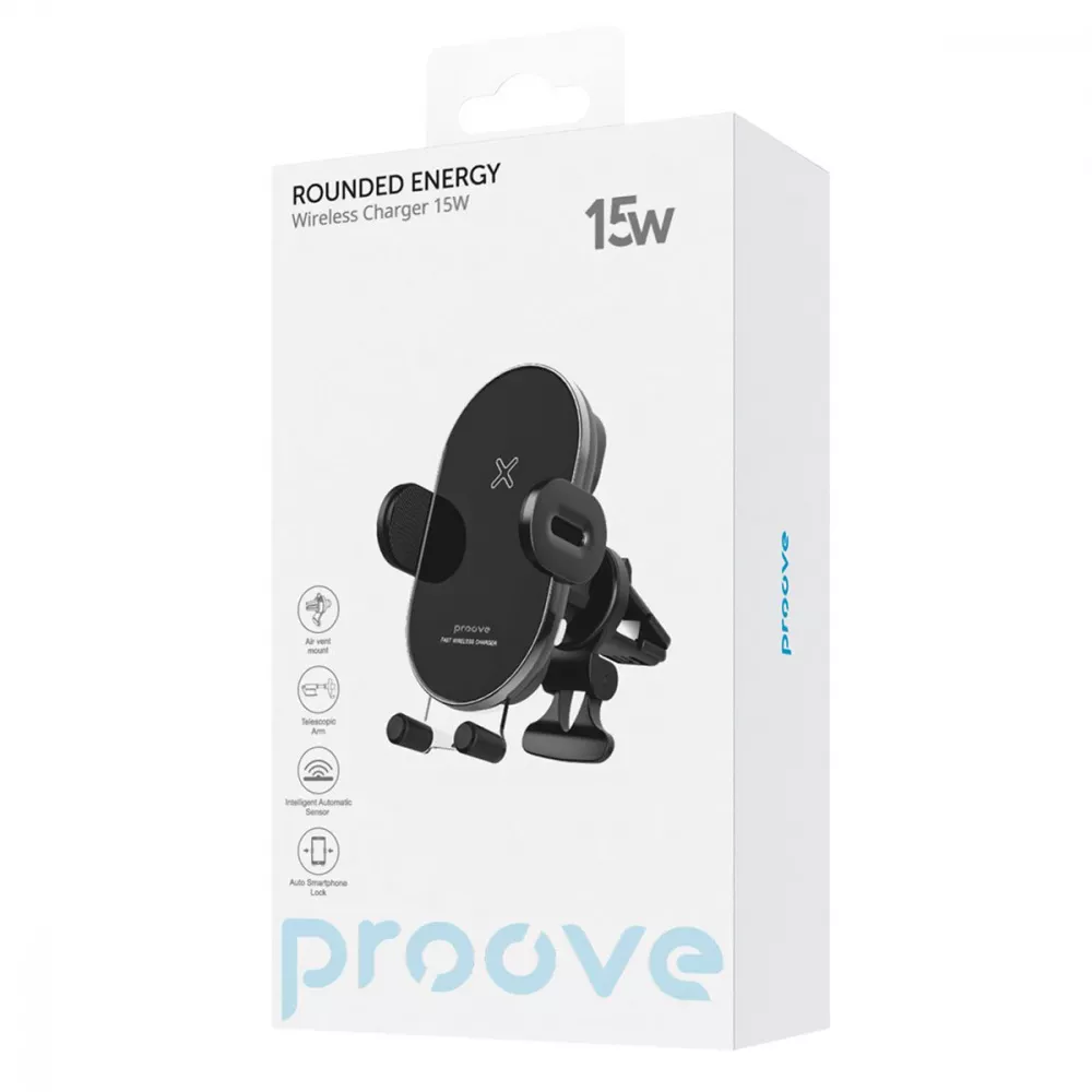 Автомобільний тримач з Бездротовим ЗП Proove Rounded Energy 15W — Придбати в Україні - фото 1