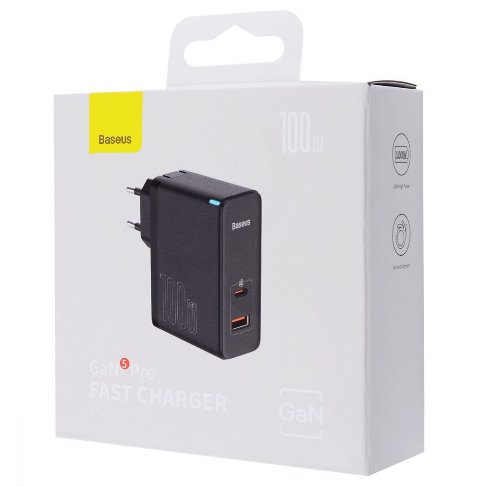 МЗП Baseus GaN5 Pro 100W (Type-C + USB) + Кабель Type-C + Type-C — Придбати в Україні