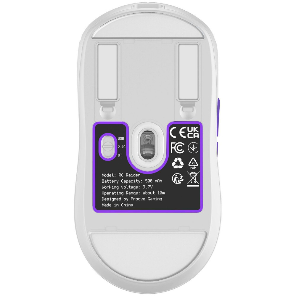 Бездротова ігрова миша Proove Gaming RC Raider 8K white/purple (WMRR00122017) Білий/фіолетовий на малюнкі №20