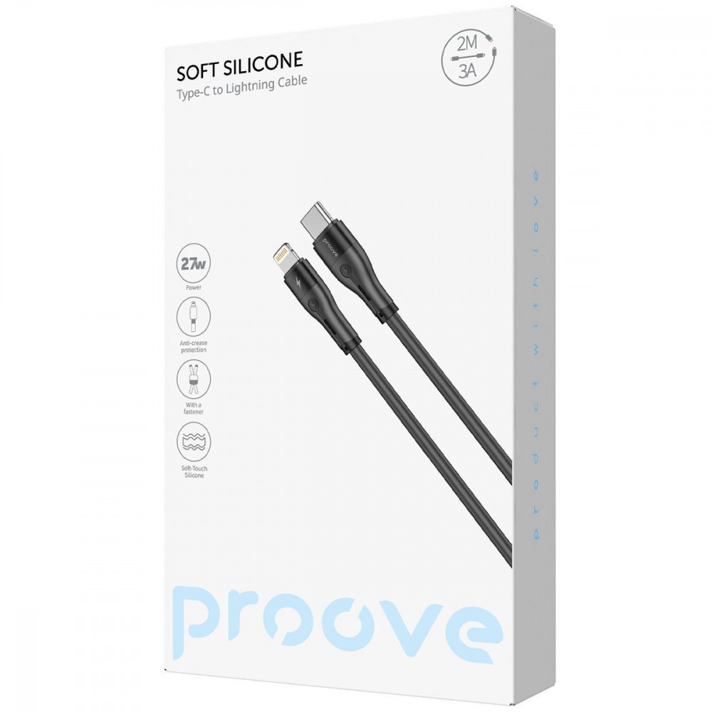Кабель Proove Soft Silicone Type-C to Lightning 27W (2m) black на малюнкі №2