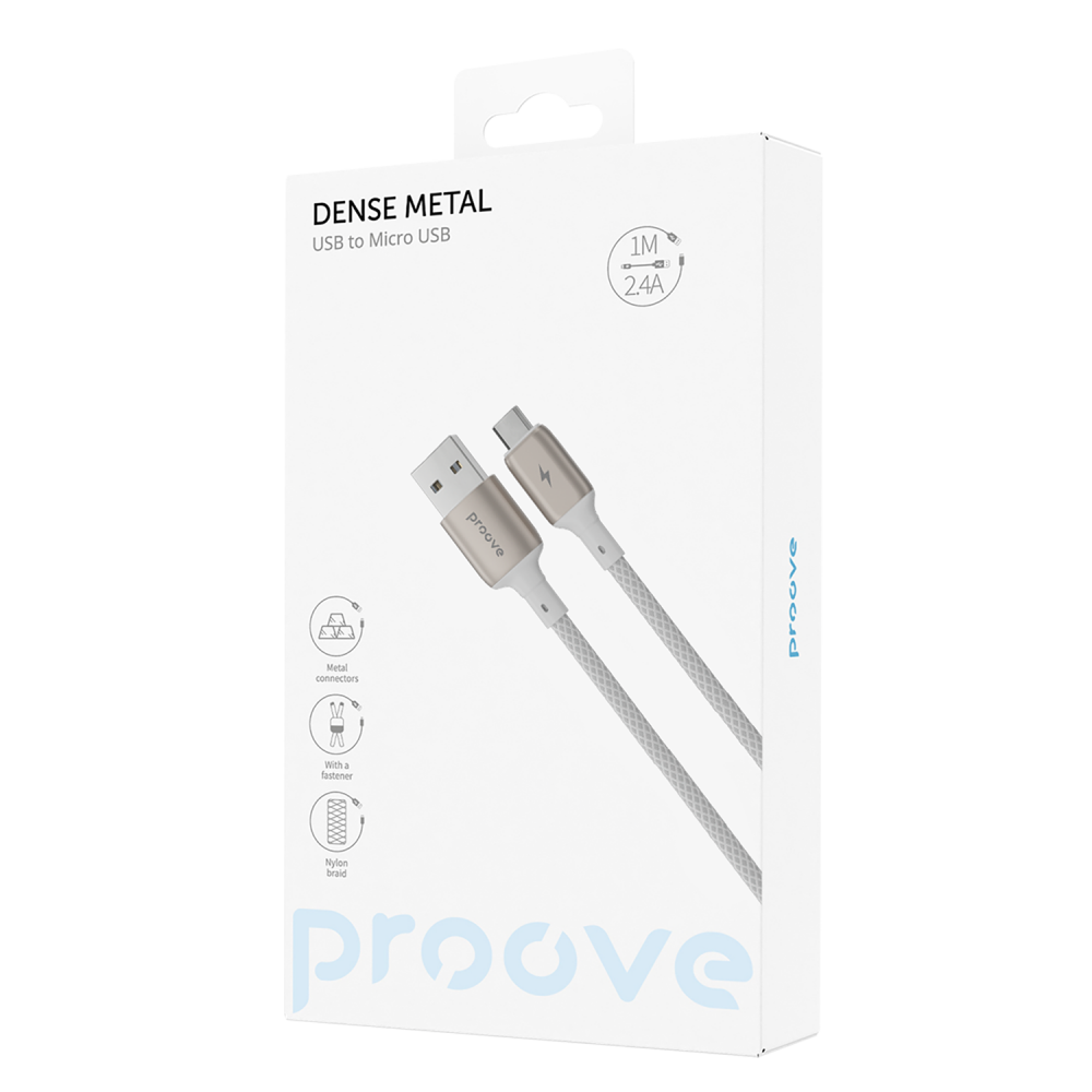 Кабель Proove Dense Metal USB to Micro USB 2.4A (1m) — Придбати в Україні - фото 1