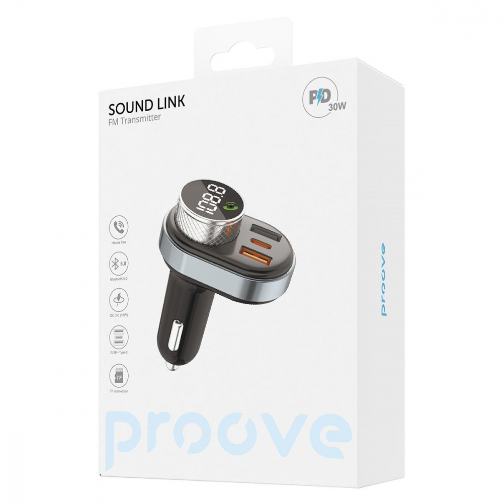 АЗП Proove FM Launcher Sound Link 30W (PD+QC3.0) Type-C+USB - фото 1