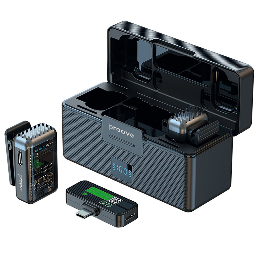 Бездротовий петличний мікрофон Proove Ripple black на малюнкі №1