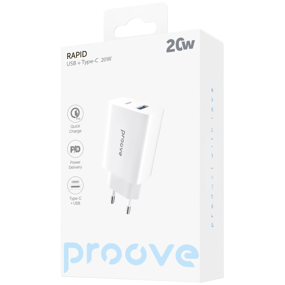 МЗП Proove Rapid 20W (Type-C + USB) — Придбати в Україні - фото 1