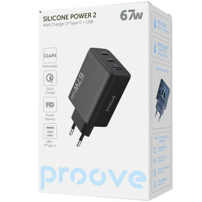 Купить СЗУ Proove Silicone Power 2 67W (2*Type-C+USB) 68734 - Ncase