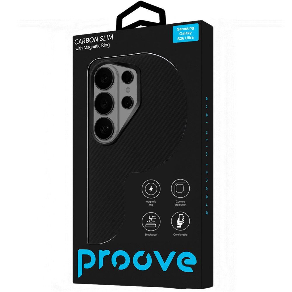 Чохол Proove Carbon Slim with Magnetic Ring Samsung Galaxy S26 Ultra black (PCCSSGSU2602) Чорний на малюнкі №2