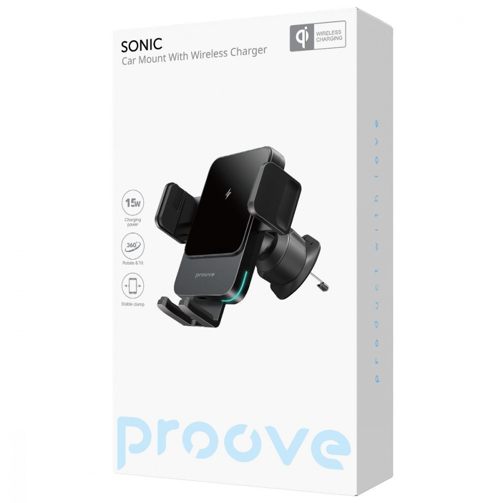 Автомобільний тримач з Бездротовим ЗП Proove Sonic 15W — Придбати в Україні - фото 1
