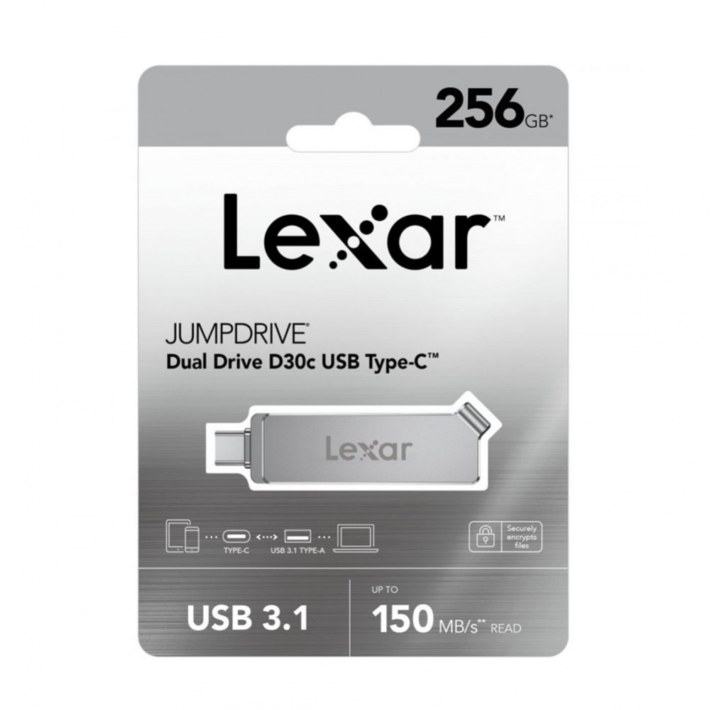 Накопичувач OTG LEXAR Dual Drive D30c USB to Type-C (USB 3.1) 256GB