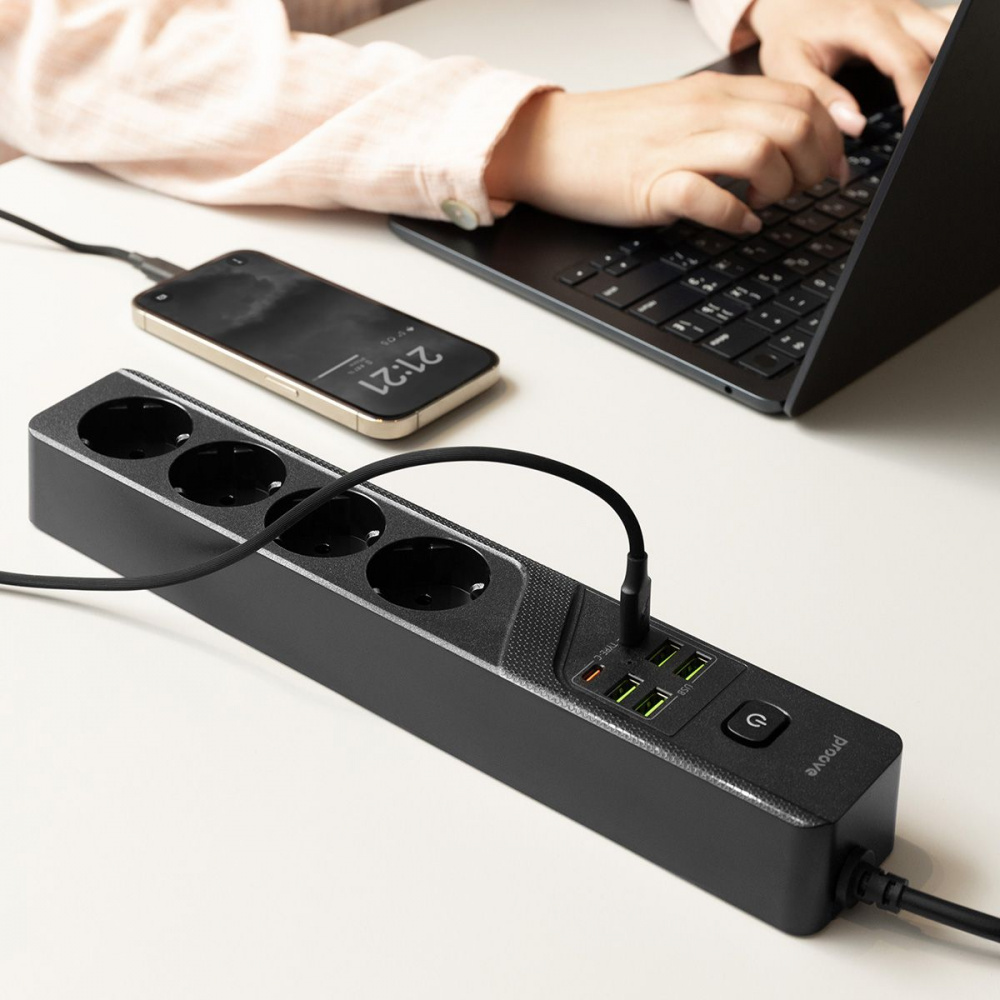 Мережевий фільтр Proove Power Strip P-04 (4 розетки + 4 USB + 2 Type-C) 2М — Придбати в Україні - фото 7