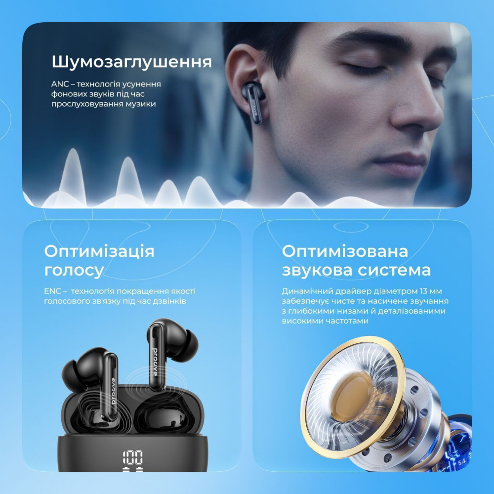 Беспроводные наушники Proove Intro Pro TWS with ANC (APP) - фото 11