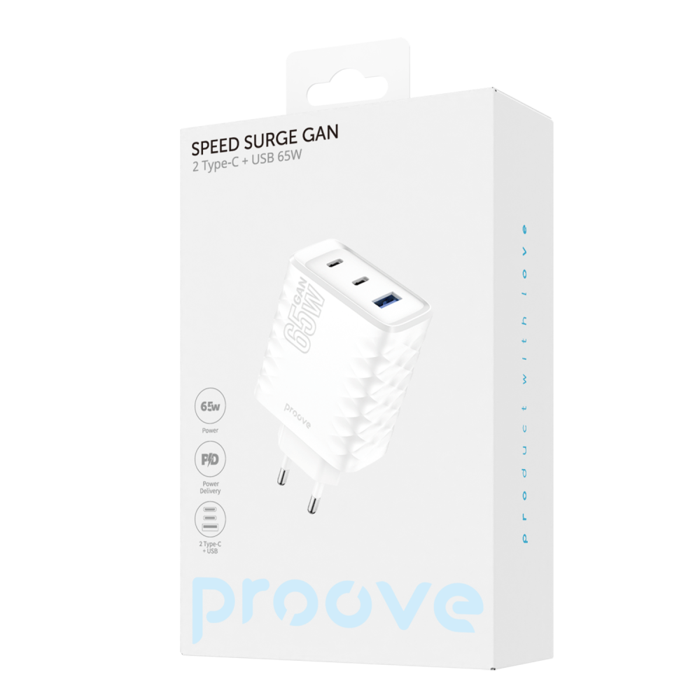 МЗП Proove Speed Surge Gan 65W (USB + 2 Type-C) — Придбати в Україні - фото 1