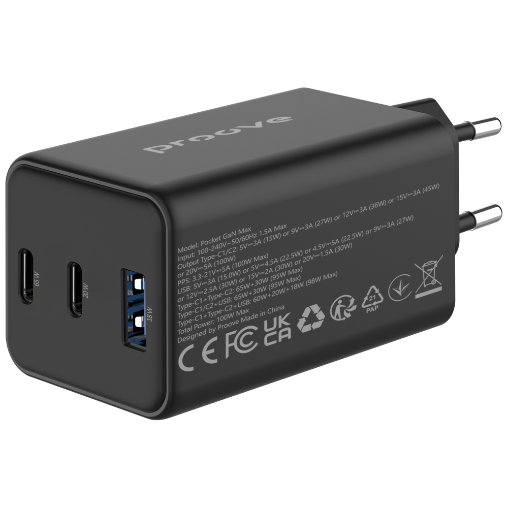 СЗУ Proove Pocket GaN 65W (2Type-C + USB) - фото 10