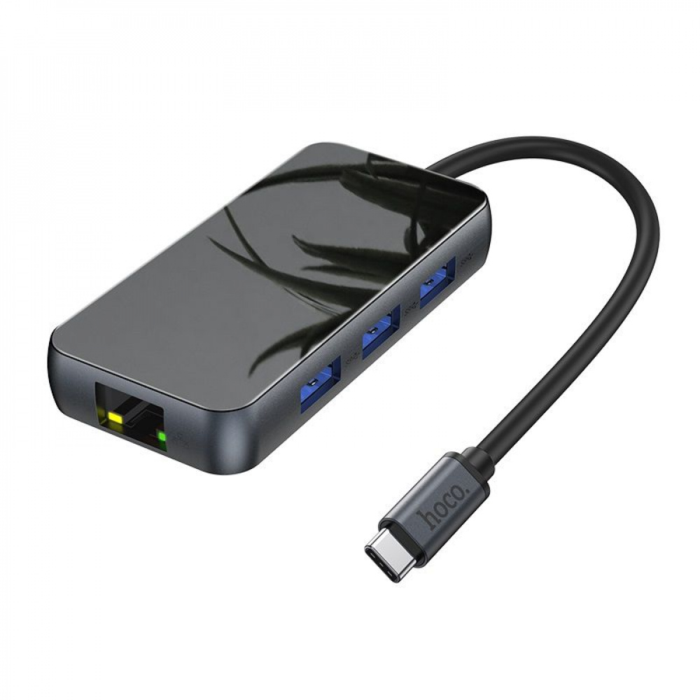 USB-Хаб Hoco HB16 Easy Expand (Type-C to USB3.0*3+HDMI+PD+RJ45) - фото 5