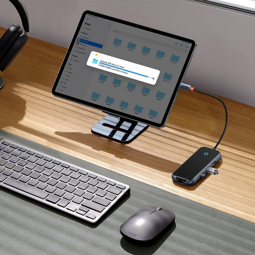 Type-C-Хаб Baseus AcmeJoy 6-Port Type-C HUB (Type-C to HDMI + 2xUSB3.0 + USB2.0 + Type-C PD&Data + RJ45) - фото 6