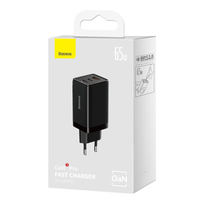 МЗП Baseus GaN5 Pro 65W (2 Type-С+USB ) + Кабель Type-C to Type-C 100W (1m) — Придбати в Україні