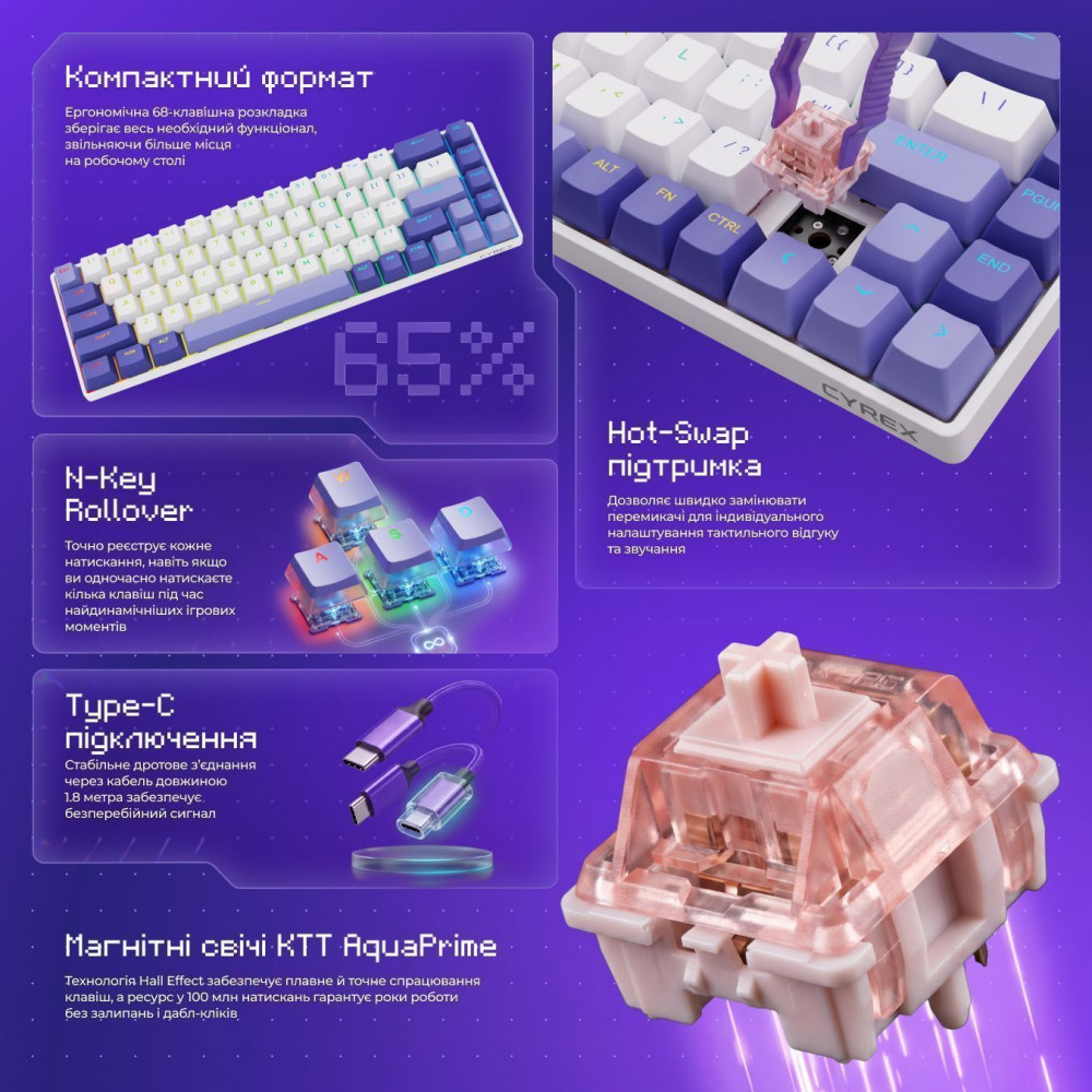 Дротова магнітна клавіатура Proove Gaming Cyrex (Ukraine Layout) — Придбати в Україні - фото 3