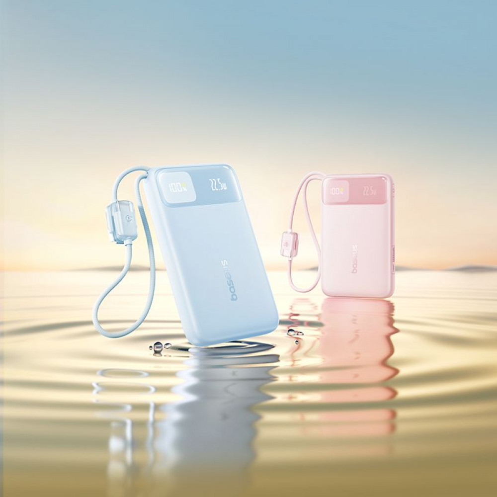 Портативна Батарея Baseus EnerFill FC11 Digital Display 10000mAh 22.5W + Кабель Type-C to Type-C beige (E0030401) Бежевый на картинке №7