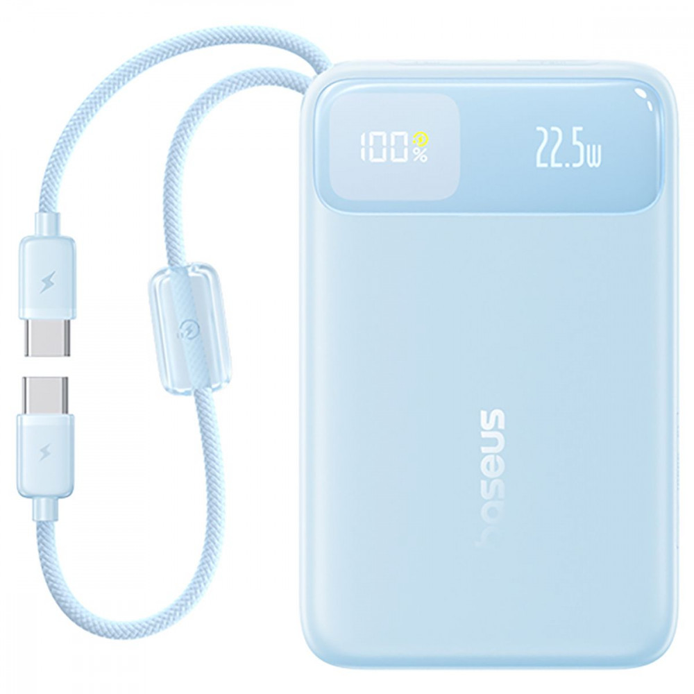 Портативна Батарея Baseus EnerFill FC11 Digital Display 10000mAh 22.5W + Кабель Type-C to Type-C blue (E0030402) Синій на малюнкі №1